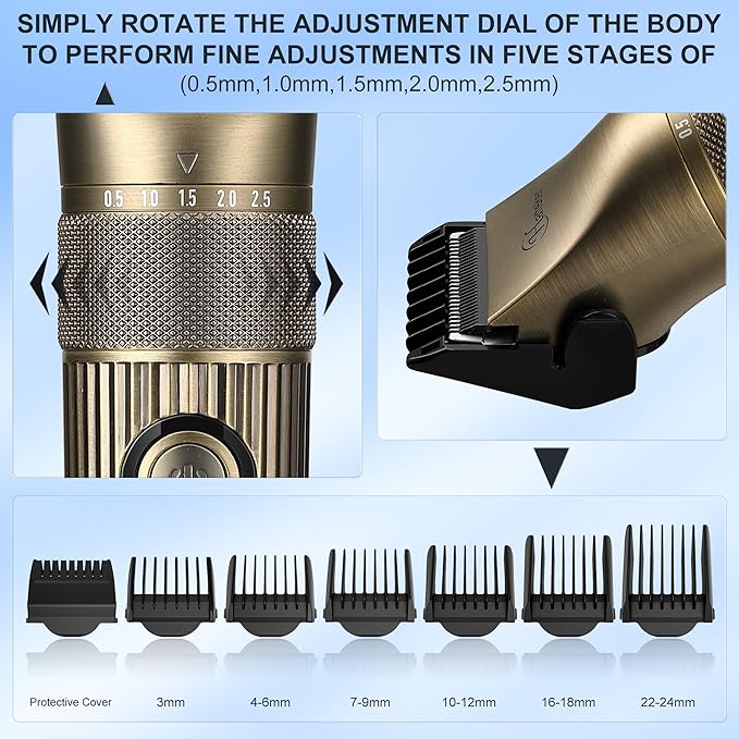 Hatteker Men's Beard Trimmer Professional Cordless Hair Clipper Barber Clipper Shaver Detail Trimmer for Men Waterproof 4 in 1