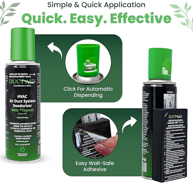 Air Freshener for HVAC Systems, Commercial, Residential & Cars| Made with Thyme extract, natural Plant based | Now available in a Concentrated Formula for maximum effectiveness (Pack 4)