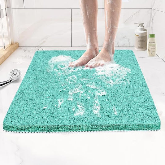 Joyhalo Shower Mats for Showers Anti Slip for Elderly, 24'' x 24'' Non Slip Bath Mat for Inside Shower, Bath Tub Mats for Bathroom Non Slip for Shower, PVC Loofah Bathroom Mats, Aqua