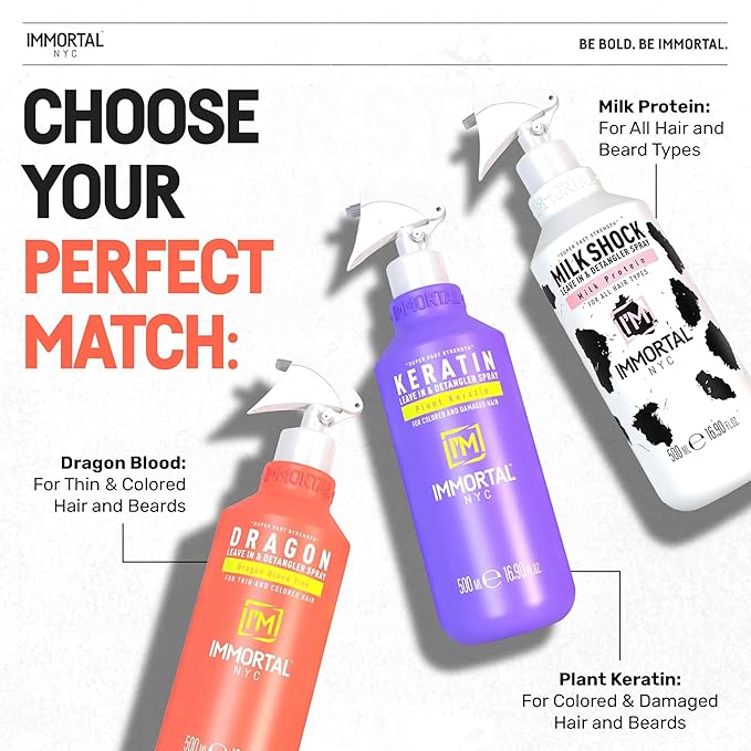 Immortal NYC Dragon, Leave in and Detangler Spray, 17 oz, For Thin and Colored Hair