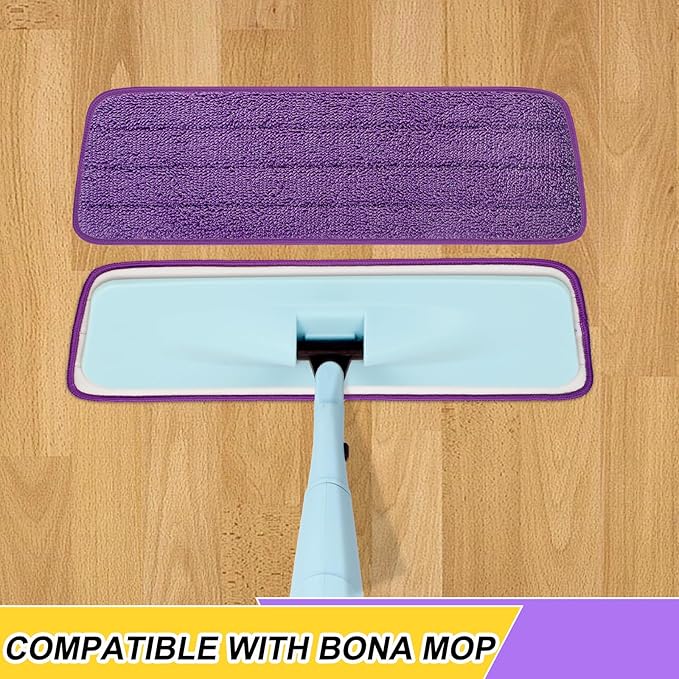 16.5 inch Reusable Mop Pads Microfiber Spray Mop Replacement Heads for Wet/Dry Mops Compatible with Bona Floor Care System (5 Pack)