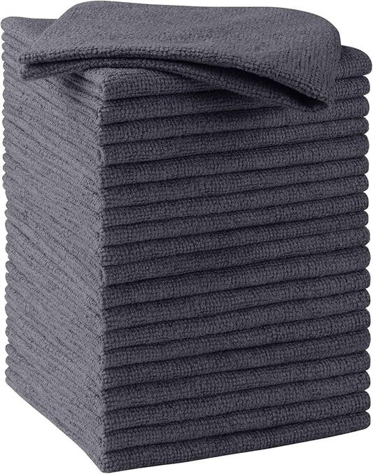 HOMEXCEL Microfiber Cleaning Cloths 20 Pack, Highly Absorbent, Lint & Scratch-Free Cleaning Rags for House Kitchen, Grey Microfiber Towels for Car 11.5 x 11.5 inch
