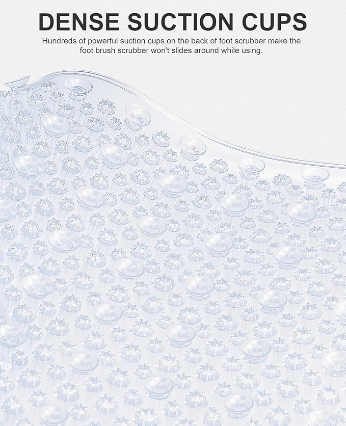 OTHWAY Non Slip Grassy Bathtub Mat : 27.5X15.7 inches Sturdy But Soft Bath Mat_Quick Drain Shower Floor Mat with Soft Bristles for Scrubbing Feet (Clear)