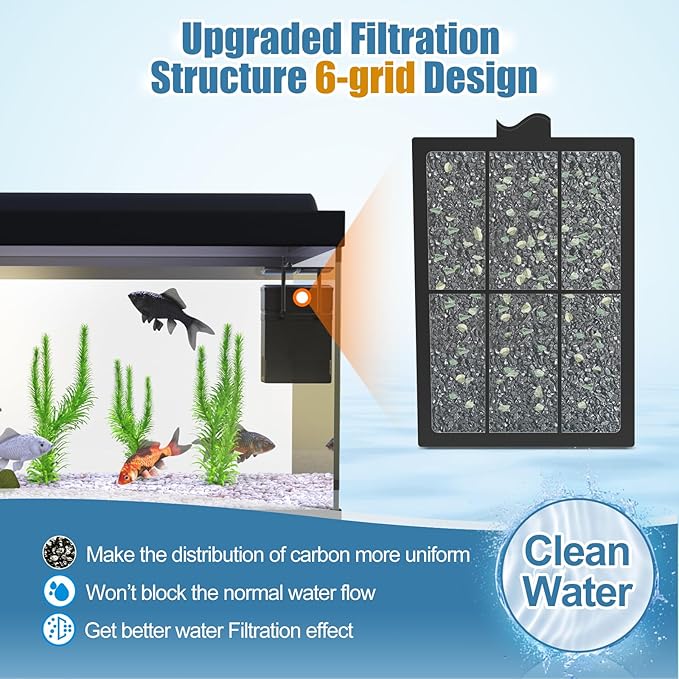 15 Pack PF-L Filter Cartridges Compatible with Top Fin Silenstream PF20, PF30, PF40 and PF75 Power Filters, Remplacement Aquarium Carbon Cartridge with Zeolite