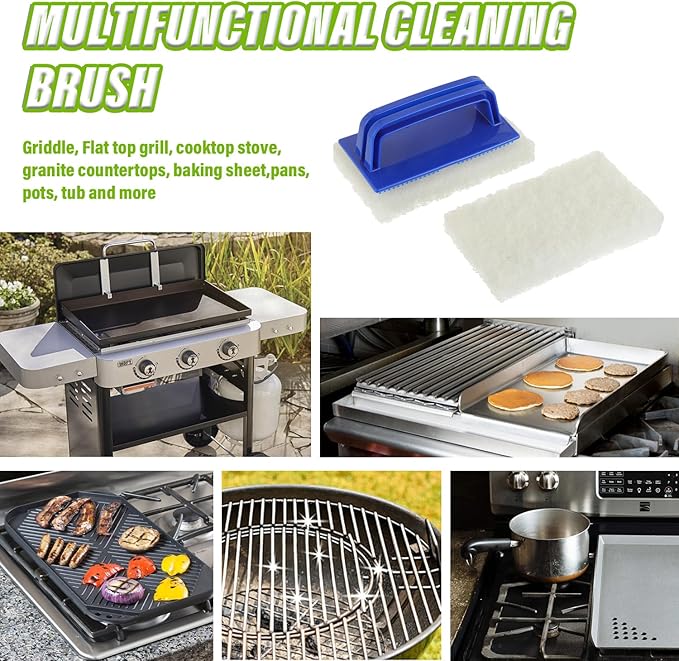 5 Pack Electric Cleaning Brush Pad Kitchen Bathroom Household Cleaning Pad Swimming Pool Wall Cleaning Brush Heavy Duty Griddle Scrubber Scouring Pad and 1 Pack Handle kit(White)