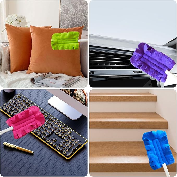 20 Pcs Fleece Duster Refill - 360° Reusable Duster Refills Washable Hand Cleaning Pads for Ceiling Fans, Floors & Windows (5 Colors)