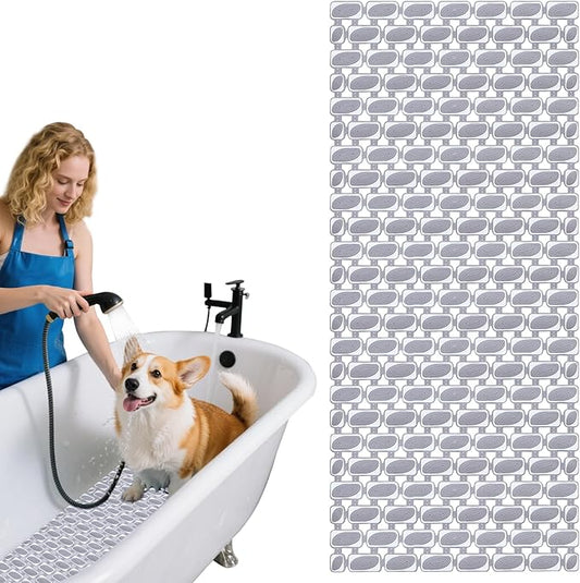 Dog Bath Mat for Pet Shower in Tub - Extra Long 35.43 x 15.74 Inch,DIY Puppy Washing Mat for Bathtub for Dog Grooming,Fast Dry Dog Shower Attachment Mat Senior Friendly Dog Bath Supplies