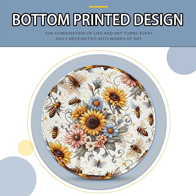 Bee Sunflower Laundry Basket Flower Foldable Oxford Cloth Funny Tote Bag Laundry Hamper Clothes Storage Bucket Toy Organizer For Bathroom/Laundry Storage/Bedroom 18.9x16.5 Inch