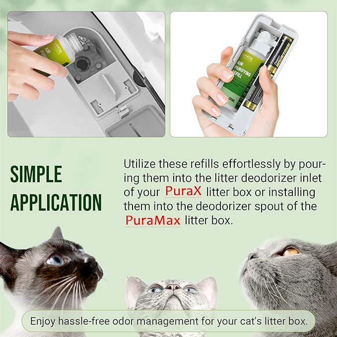 (4 Bottles, Fresh Lotus) Cat Litter Deodorizer Compatible with PETKIT PuraX PuraMax Self-Cleaning Cat Litter Box Deodorizer Replaced Odor Removers Refills