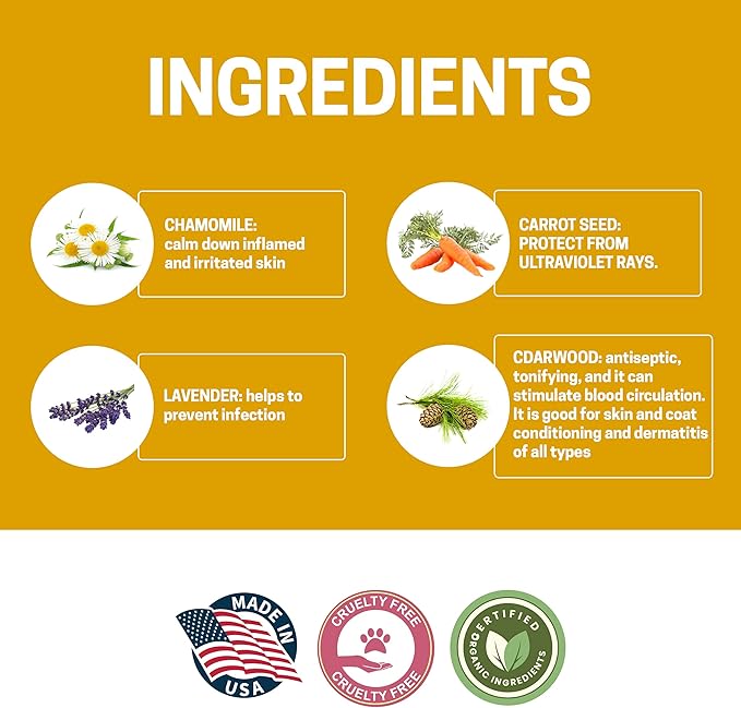 All-Natural Dog Shampoo for Sensitive Skin | Natural and Organic Ingredients | Skin Cleansing Properties, Relieves Dry Itchy Skin | 16fl oz 473 ml.