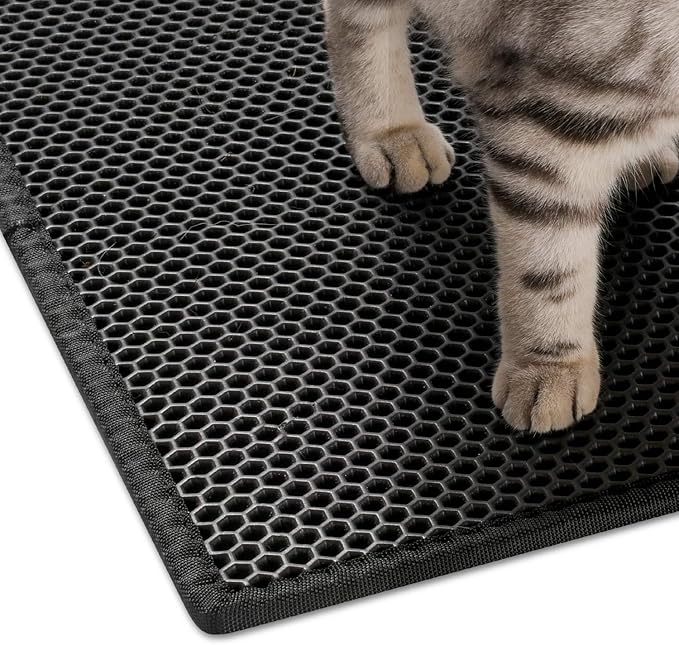 Pieviev Cat Litter Mat Double Layer Waterproof Urine Proof Trapping Mat 1 Pack (Black, 47x36 Inch (Pack of 1))