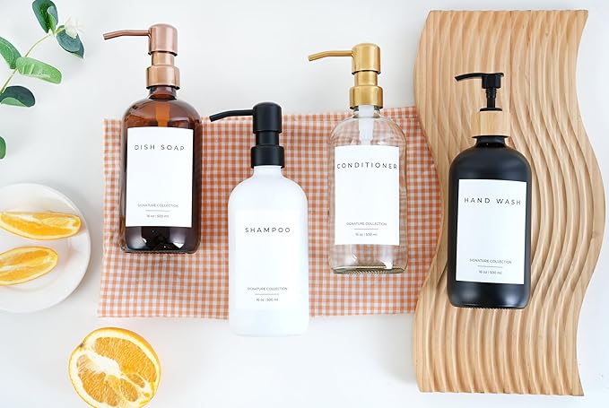 Emerson Glass Soap Dispenser Set - Kitchen & Bathroom, 16 Oz, 2 Pack