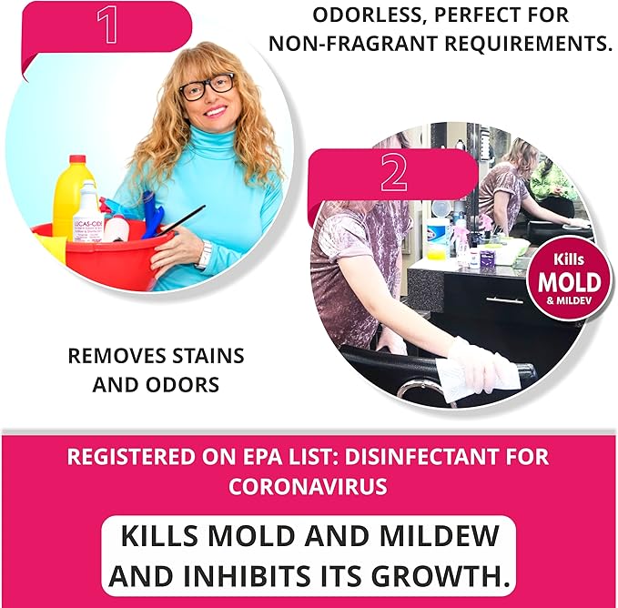 LUCAS-CIDE Salon and Spa Disinfectant, Hospital Grade, Pink, 32 Fl Oz