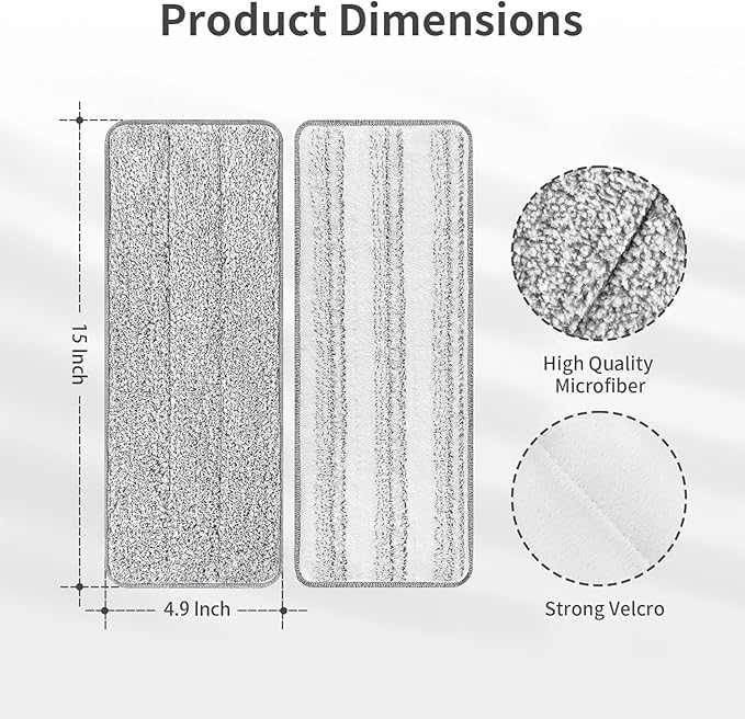10Pcs Joymoop Mop Replacement Pads, 15 * 4.9'' Universal Mop Pads Mop Head Refills Washable Wet Mop, Compatible with Most 11-14” Size Mops