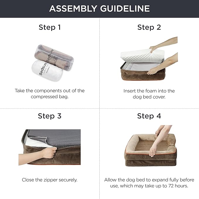 Bedsure L Plus Orthopedic Dog Bed for Large Dogs - Washable Dog Cat Bed Waterproof, L Plus Big Comfort Dogs Couch Sofa with Washable Removable Cover, Pet Bed with Nonskid Bottom, Brown, 38"