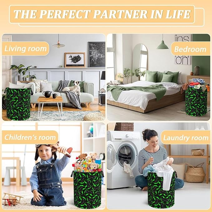 Game Joystick Laundry Hamper Bag With Waterproof Liner - Gamer Gamepad Round Laundry Basket Foldable Clothes Storage Organizer For Bathroom Bedroom Nursery Dorm, M-19.6"X 15.7"