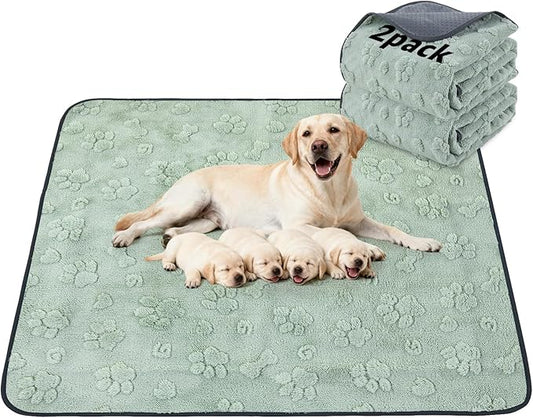 LOOBANI 2 Packs Extra Large Washable Pee Pads for Dogs, Non-Slip Reusable Dog Mat, Waterproof and Leakproof Whelping Pad for Potty Training, Playpen, Crate,Floor and Bed, 54x54in