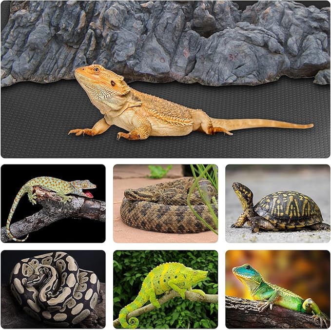120 Gallon Reptile Terrarium Tank Mat Liner, 24 inch Wide Bearded Dragon Flooring Substrate for 4x2x2 Reptile Enclosure Liners Mat, Reptile Carpet Bedding for Leopard Gecko,Lizard, Black