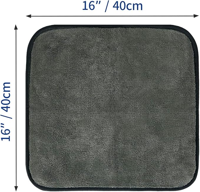 Microfiber Car Cleaning Cloths,1200 GSM Ultra Thick Microfiber Towels for Cars, Soft Car Drying Towel for Washing, Polishing and Auto Detailing 16'' x 16'' (3 Pack)