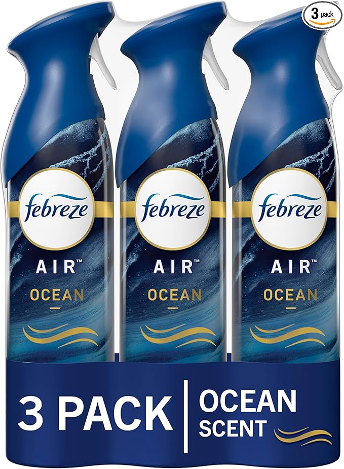 Febreze Air Mist Air Freshener Spray, Odor-Fighting Room Spray, Air Fresheners for Home and Bathroom and Kitchen, Aerosol Can, Ocean Scent, 8.8oz, 3 Count