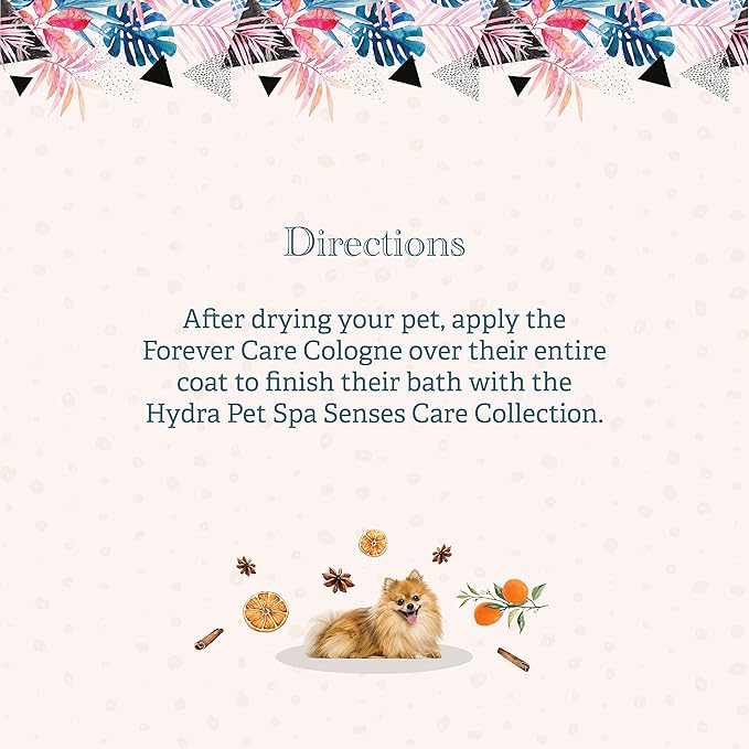 Hydra Senses Forever Care Cologne, Finishing Cologne for Dogs and Cats, Pet Grooming Spray, 4.05 Ounces