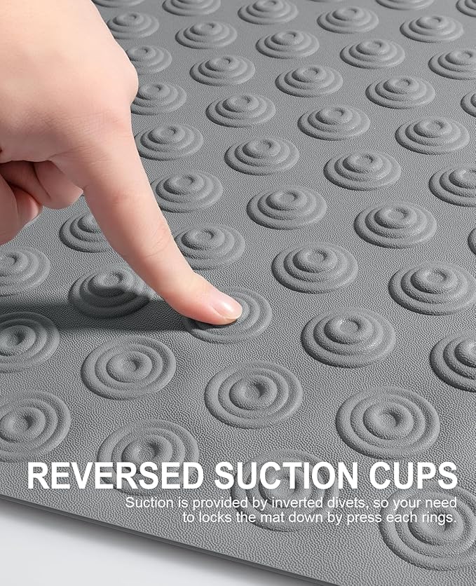 OTHWAY Bathtub Mat Non Slip, 39X16 inch Bath Mat for Tub, Machine Washable Bath Tub Mats with Reverse Suction Cups, Comfortable Rubber Bathtub Mat for Bathroom (Dark Grey)