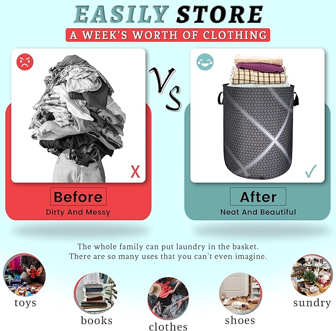 Basketball Grey Texture Laundry Hamper With Handles Foldable Oxford Cloth Tote Bag Cool Sports Theme Laundry Basket Clothes Toy Storage Bucket 18.9" x 16.5" For Bathroom/Laundry/Bedroom