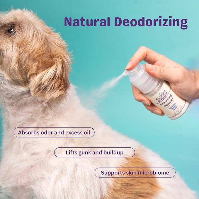 Grooming Powder – Waterless Dry Shampoo for Dogs | Deodorizing & Anti-Itch Coat Refresher | Talc-Free, Non-Toxic, Made in USA Dog Deodorizer with Colloidal Oatmeal & Aloe – 1.52 oz