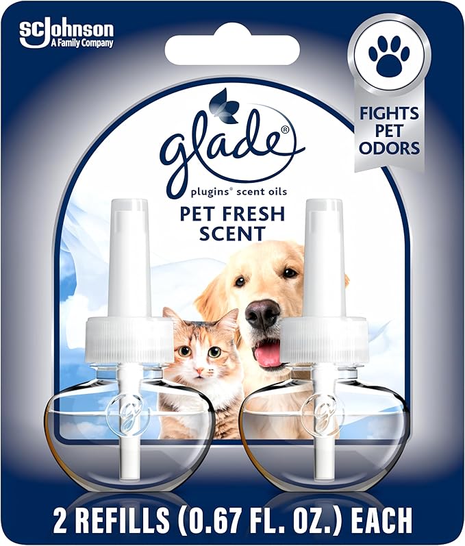 Glade PlugIns Refills Air Freshener, Pet Fresh Scent, Scented and Essential Oils for Home and Bathroom, 0.67 Fl Oz, 2 Count