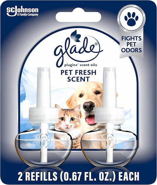 Glade PlugIns Refills Air Freshener, Pet Fresh Scent, Scented and Essential Oils for Home and Bathroom, 0.67 Fl Oz, 2 Count