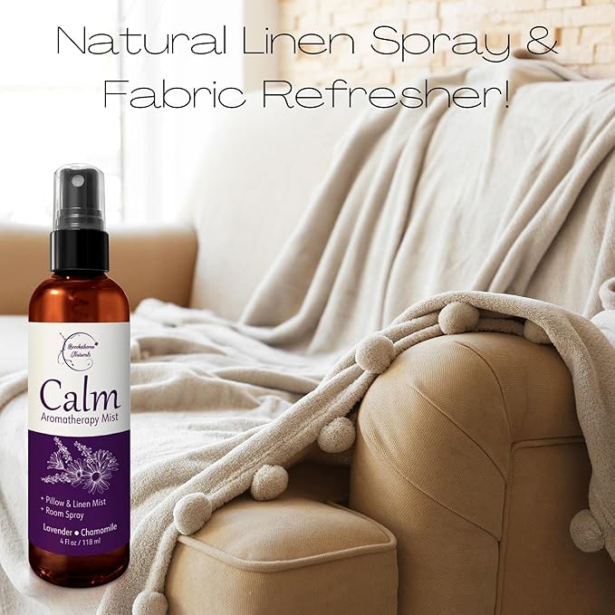 Calm Aromatherapy Mist with Lavender & Chamomile Essential Oil. Natural Sleep & Pillow Spray, Room & Linen Mist. Lavender Spray Air Freshener for Relaxation & Sleep - Brookethorne Naturals