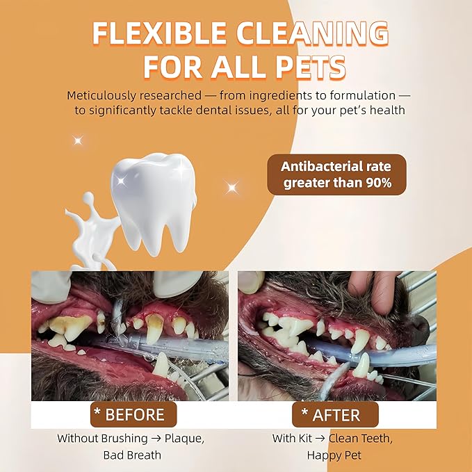 Dog & Cat Toothpaste Kit with Toothbrush & Finger Brush – 100g Vanilla Flavor Pet Toothpaste – Helps Reduce Plaque, Freshen Breath & Support Healthy Gums – Puppy & Adult Pet Dental Care