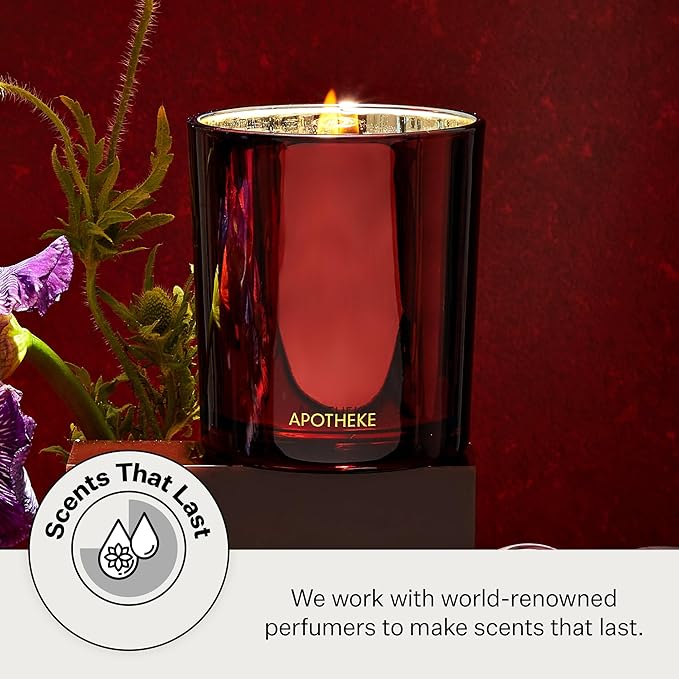 Apotheke Signature Candle Scented Candles for Home, Bitter Cherry - 10.5 oz Seasonal Soy Wax Jar Candle - Long-Lasting Fall Scented Fragrance with Perfume-Grade Fragrance Oils