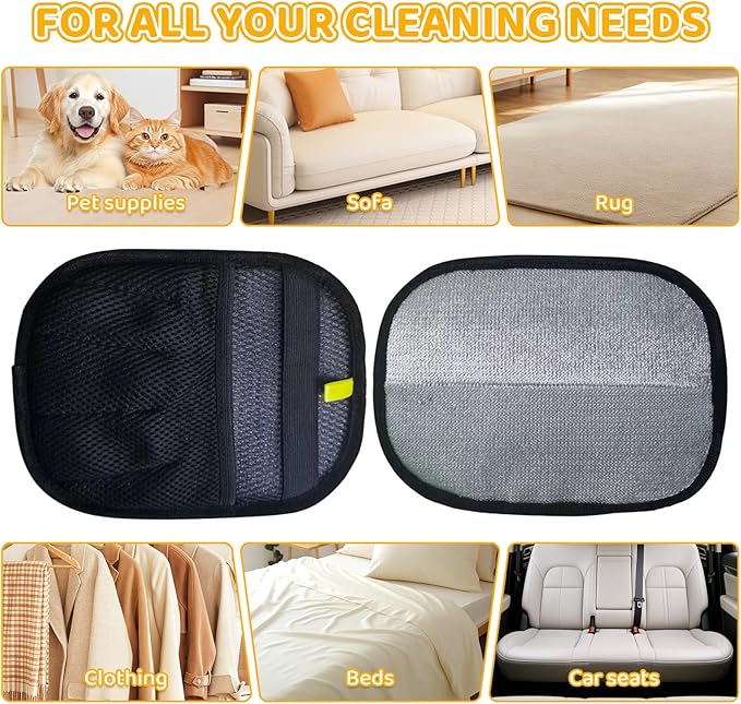 Pet Hair Removal Glove for Dogs & Cats, 2025 Newly Upgraded Five-Finger Electrostatic Pet Hair Gloves, Pet Hair Remover Tool for Clothing, Couch, Carpet, Car Seat（1 Pack Black）