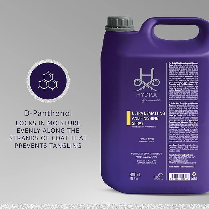 Hydra Professional Ultra Dematting and Finishing Spray for Dogs and Cats, Suitable for Pets with Long Hair, 169 fl.oz