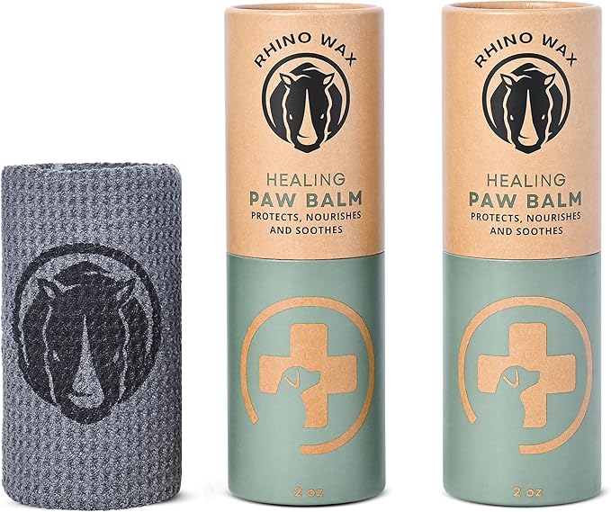 Healing Dog Paw Balm Multi-Pack (2-2oz Tubes + Microfiber Cloth) - Moisturizer, Soother, and Pain Relief for Dry, Cracked, or Irritated Dogs Paws - Natural - Lick-Safe - Made in USA