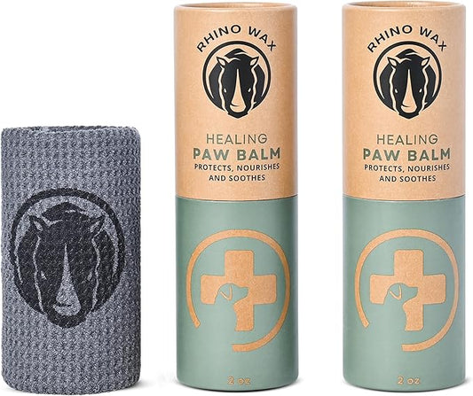 Healing Dog Paw Balm Multi-Pack (2-2oz Tubes + Microfiber Cloth) - Moisturizer, Soother, and Pain Relief for Dry, Cracked, or Irritated Dogs Paws - Natural - Lick-Safe - Made in USA