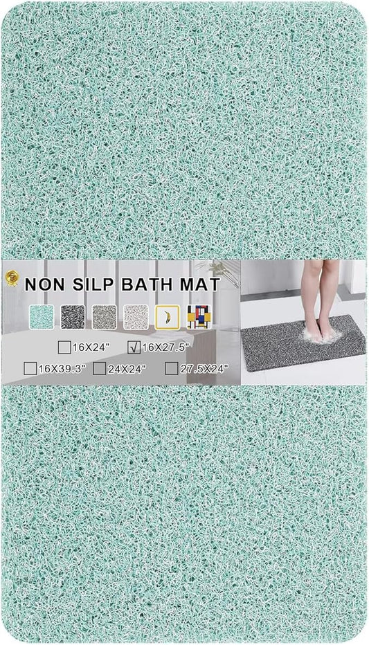 Non Slip Bathtub Mat, Anti Slip Bath Mat 0.6" Extra Thick, Quick Dry Bath Tub Anti Slip Shower Mat, Loofah Non-Slip Bath Mat for Tub Bathroom Pool Kitchen Entryway Home Hotel(Blue 16x27)