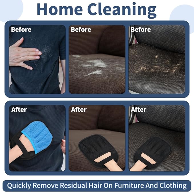 Hysagtek Pet Hair Removal Gloves – Electrostatic Pet Hair Removal Gloves Reusable Five-Finger Cat Dog Fur Remover Grooming Glove Brush Tool for Clothing Couch Funiture Carpet Car Seat