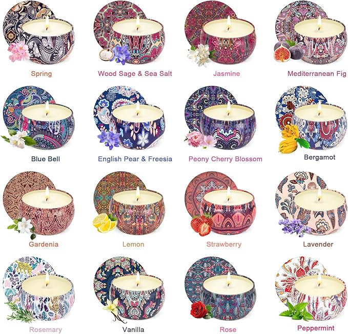 16 Pack Scented Candles Gifts Set for Women, Aromatherapy Candles Pack Soy Wax Candle for Christmas, Bridesmaid, Birthday, Valentine's, Mother's Day, Bath, Yoga