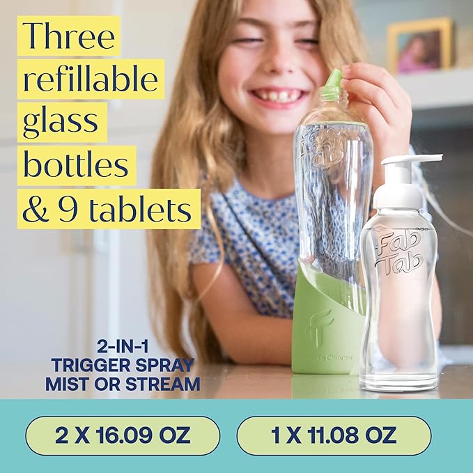 Fab Tab Home Starter Kit - Natural Cleaning Products - Household Cleaners - All-Purpose Cleaner Tablets - Plant-Based, Plastic-Fee - No Harsh Chemicals | Cleaning Kit