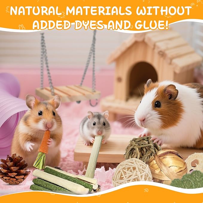 40 PCS Hamster Toys Set, Guinea Pig Toys Enrichment Hamster Tubes and Tunnels, Rat Enrichment Toy with Bridge, Seesaw, Swing, Ball for Gerbils, Chinchillas, Dwarf and Syrian Mouse