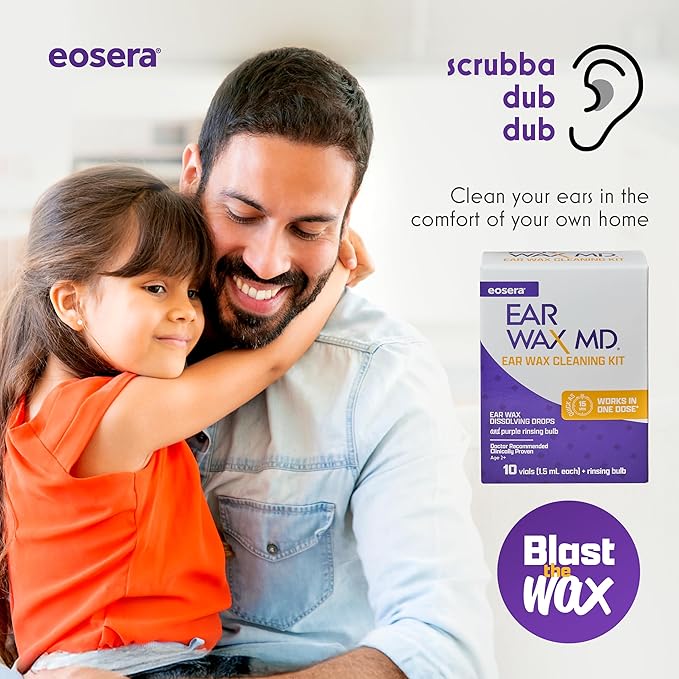 eosera Ear Wax MD Cleaning Kit - Fast-Acting Ear Wax Removal Drops & Rinse Bulb - Doctor Recommended, Clinically Proven Earwax Dissolver for Adults & Kids - Works in 15 Minutes - 10 Vials