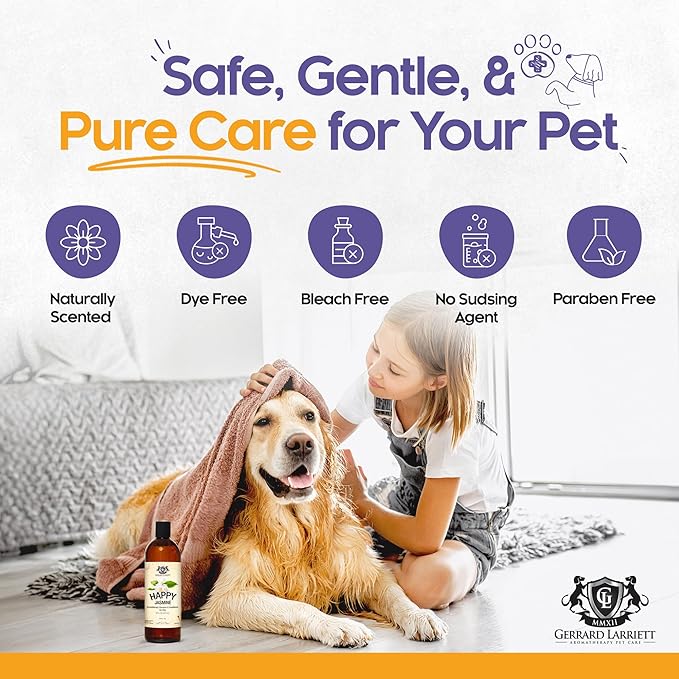 Dog Shampoo and Conditioner Itchy Skin Relief Happy Jasmine 16oz Hypoallergenic Dog Shampoo and Conditioner Sensitive Skin for Smelly Dogs, Aloe Vera & Oatmeal Puppy Soap by Gerrard Larriett