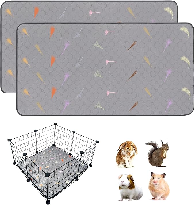 2Pcs Guinea Pig Cage Liners,Guinea Pig Fleece Cage Liners24''X24'' Super Absorbent Washable Pee Pads Reusable for Rabbit Hamster Chinchilla