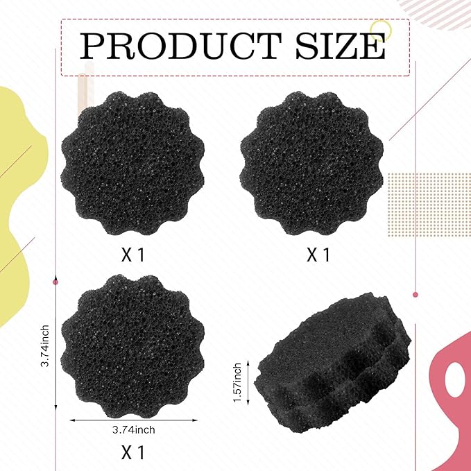 3 Pcs Dual Sided Scrub Sponge Multi Functional Cute Temperature Sensitive Non Scratch Dish Sponge for Washing Dishes Kitchen Bathroom (Flower,Black)