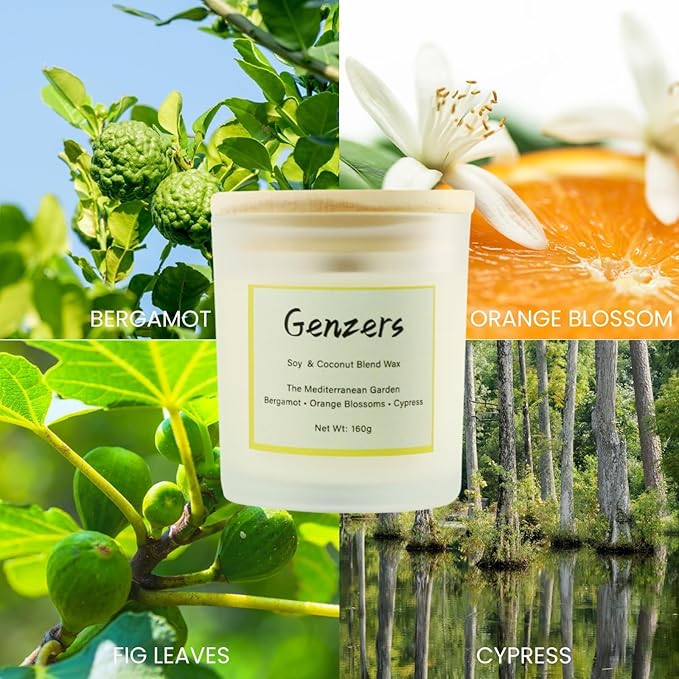 Bergamot Citrus Scented Candle Gift Set,Wood Wick Candles Orange Blossom Scent,Non Toxic Natural Candle Soy Wax Clean Burning,Jar Candle with Crackling Wick,Fall Candle Xmas Aromatherapy Gift
