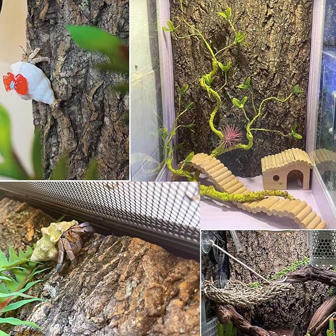 5 Pack Reptile Cork Bark Bulk Reptile 3.93x7.87inch Bark Bedding Natural Flat Cork Wood Pieces Terrarium Substrate Tank Supplies for Bearded Dragon Snake Spiders Hermit Crabs Geckos ，Tortoise，Reptiles