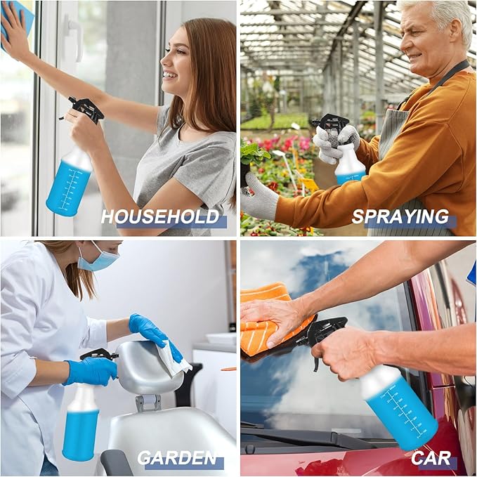 10 Pack Spray Bottles 16 oz Empty Water Spray Bottles for Cleaning Heavy Duty Refillable Squirt ‌Container with Measurements Adjustable Nozzle for Household(Black,Stylish Style)