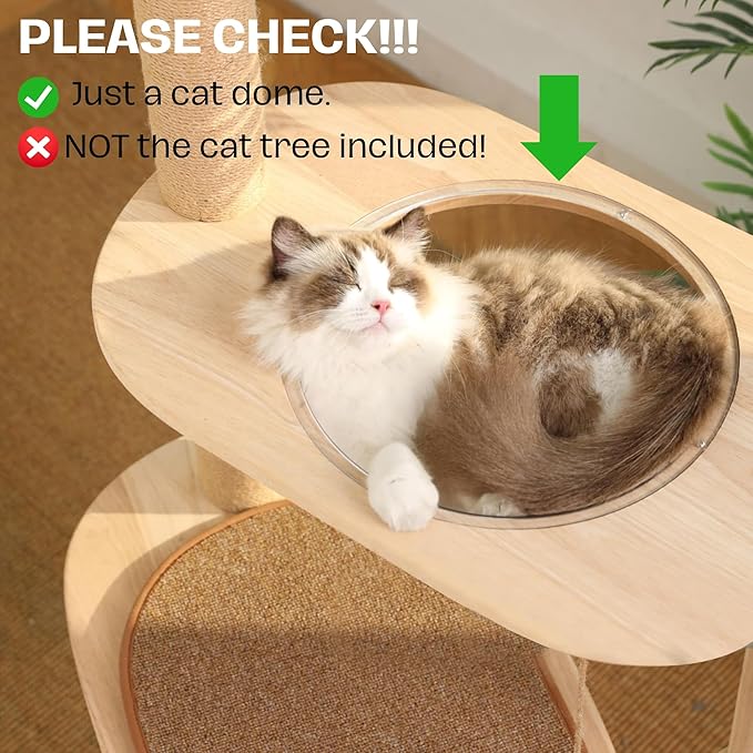 12.6" Acrylic Dome Clear Plastic Pet Cat Bubble Window Capsule Space Cover, Transparent Furniture Replacement for Nest Bed Hammock Catching Tree Shelves Window Perch Accessories, Cat Tree Not Included